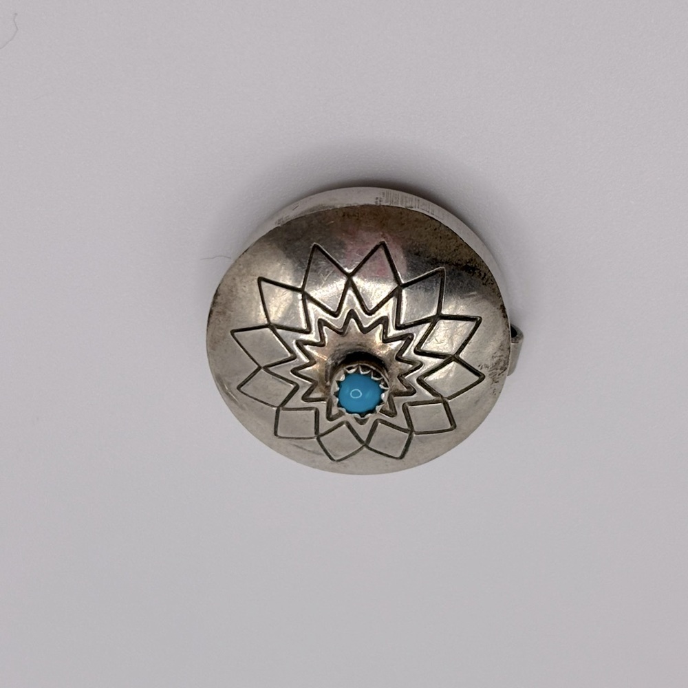 Native American Silver and Turquoise Button Covers(5) - Picture 5 of 10